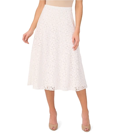 CeCe Floral Lace A-Line Midi Skirt