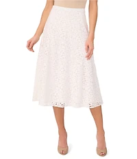 CeCe Floral Lace A-Line Midi Skirt
