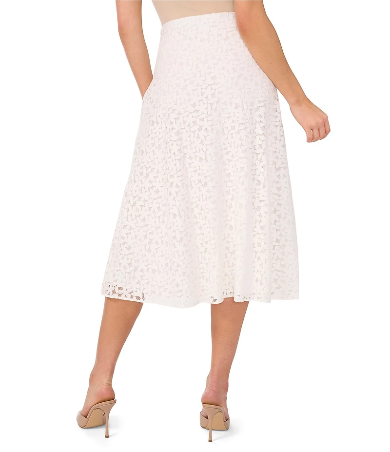 CeCe Floral Lace A-Line Midi Skirt