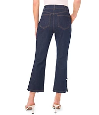 CeCe High Rise Bow Embellished Cropped Flare Jeans