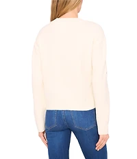 CeCe Knit Crew Neck Long Sleeve Lace Bow Sweater
