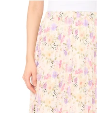 CeCe Knit Floral Print Pleated Maxi A-Line Skirt