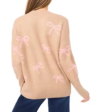 CeCe Knit Round Neck Long Sleeve Bow Sweater