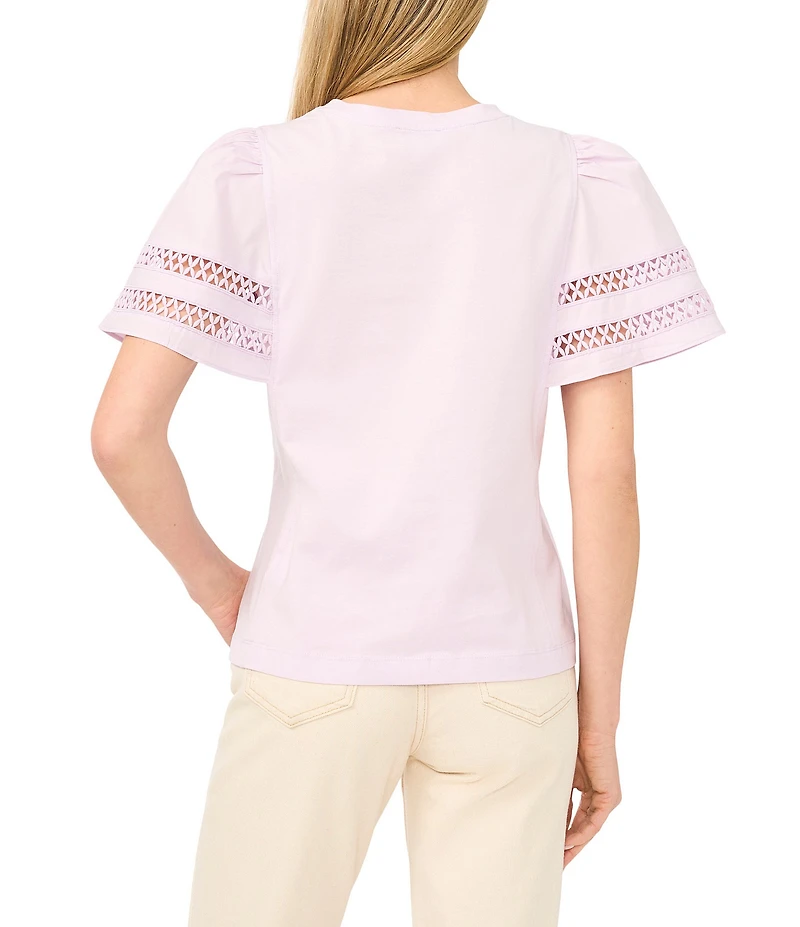 CeCe Knit Round Neck Short Sleeve Blouse