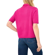 CeCe Knit Tie Neck Short Sleeve Cardigan