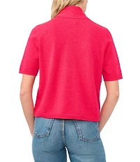 CeCe Knit Tie Neck Short Sleeve Cardigan