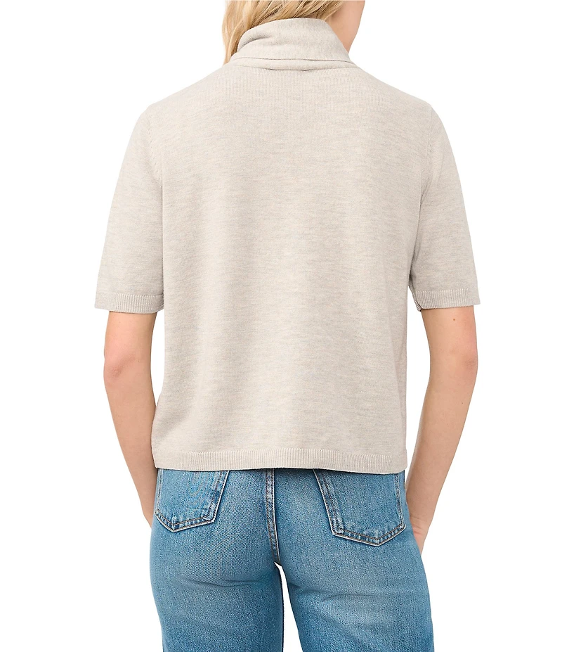 CeCe Knit Tie Neck Short Sleeve Cardigan