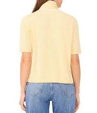 Cece Knit Tie Neck Short Sleeve Sweater