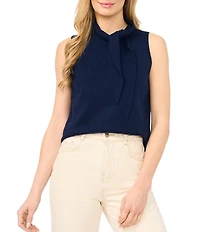 CeCe Knit Tie Neck Sleeveless Tank