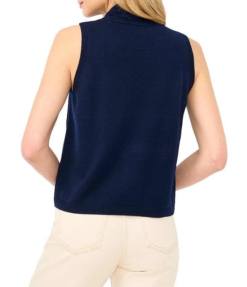 CeCe Knit Tie Neck Sleeveless Tank