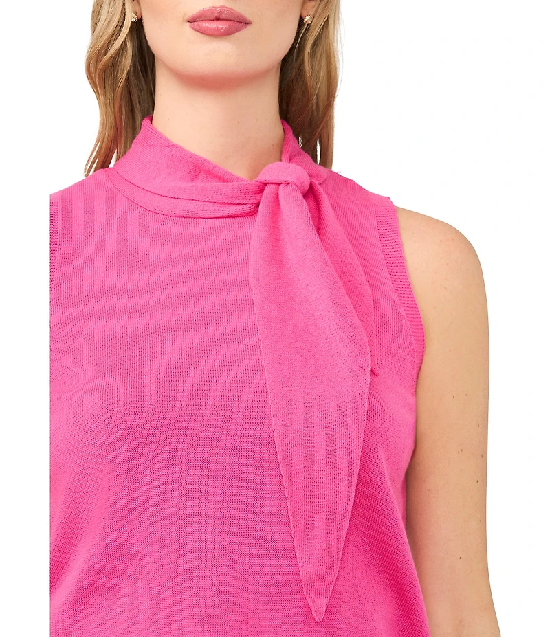 CeCe Knit Tie Neck Sleeveless Tank