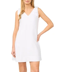 CeCe Linen Blend V-Neck Sleeveless A-Line Dress
