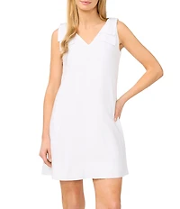 CeCe Linen Blend V-Neck Sleeveless A-Line Dress