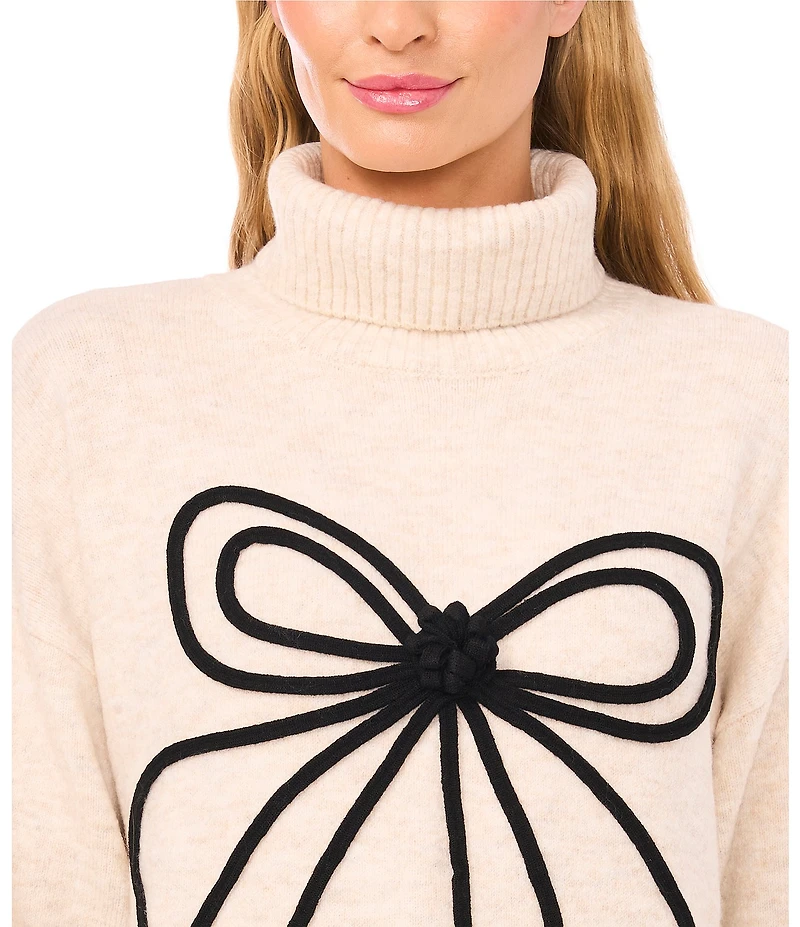 CeCe Long Sleeve Turtleneck Bow Sweater