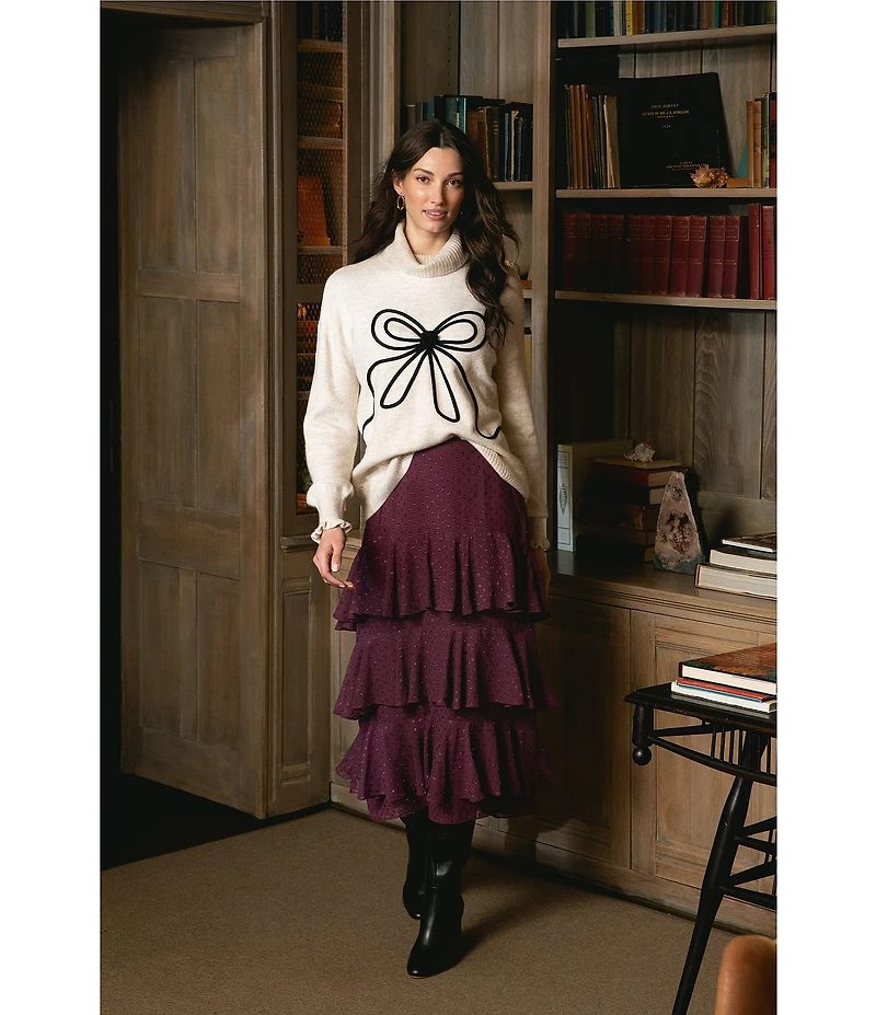 CeCe Long Sleeve Turtleneck Bow Sweater