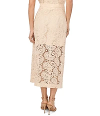 CeCe Paisley Lace Button Front Coordinating Midi Skirt