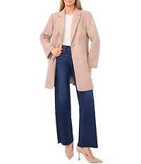 CeCe Peak Lapel Long Sleeve Embellished Single Breasted Coat