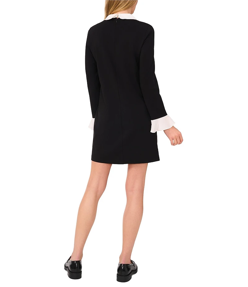 CeCe Peter Pan Collar Long Sleeve Embellished Floral A-Line Dress