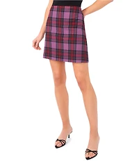 CeCe Plaid Print Coordinating Woven A-Line Mini Skirt