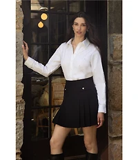 CeCe Pleated Heart Button Mini A-Line Coordinating Skirt