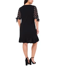CeCe Plus Size Crew Neck 3/4 Sleeve Dress