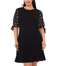 CeCe Plus Size Crew Neck 3/4 Sleeve Dress