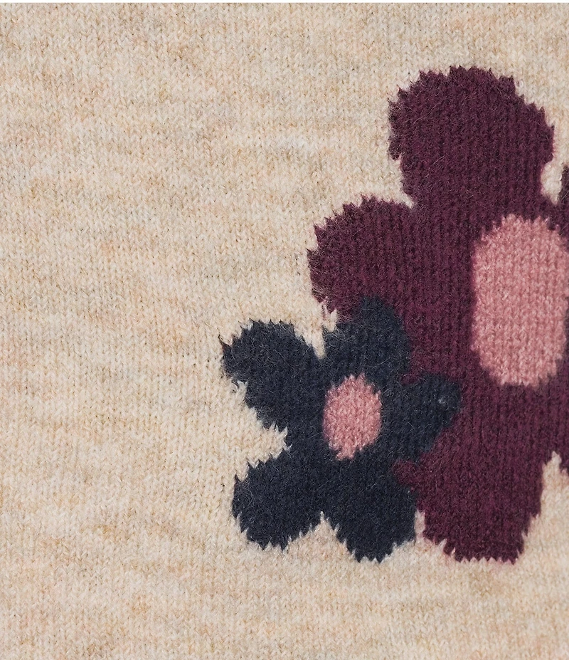 CeCe Plus Size Floral Intarsia Long Sleeve Crew Neck Sweater