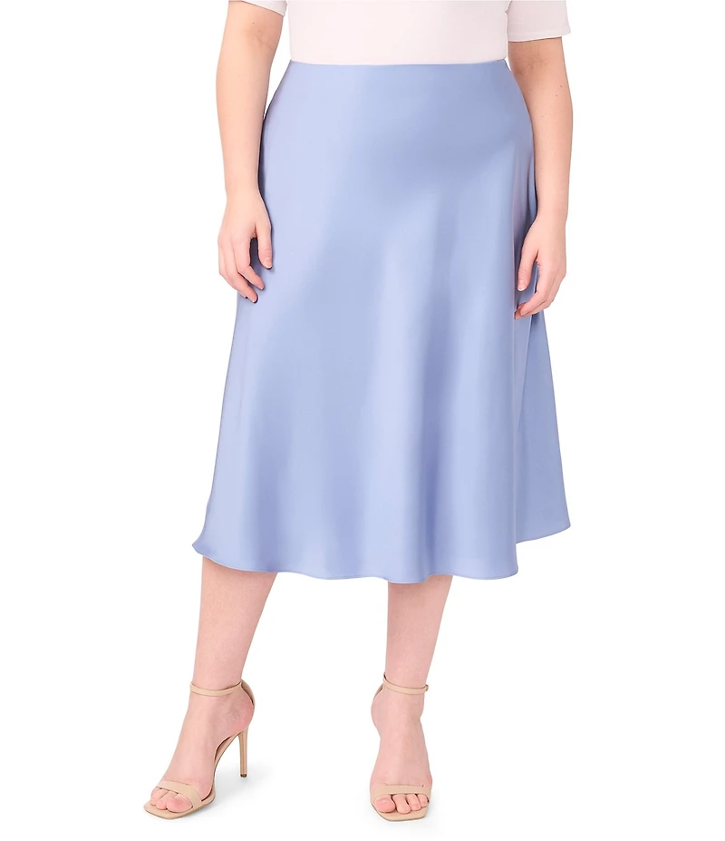 CeCe Plus Size High Rise Flounce Hem Midi A-Line Skirt