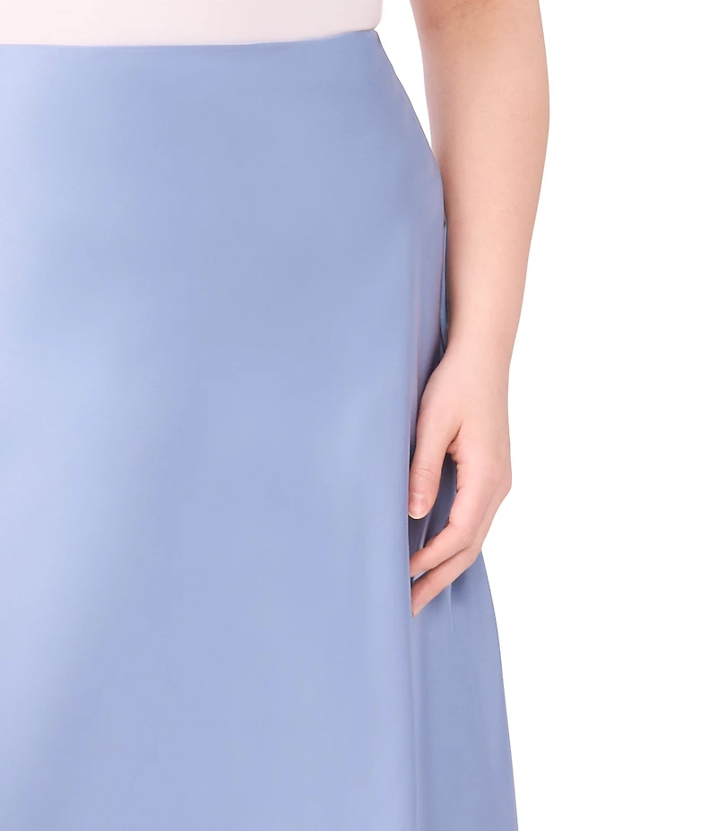 CeCe Plus Size High Rise Flounce Hem Midi A-Line Skirt