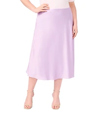 CeCe Plus Size High Rise Flounce Hem Midi A-Line Skirt