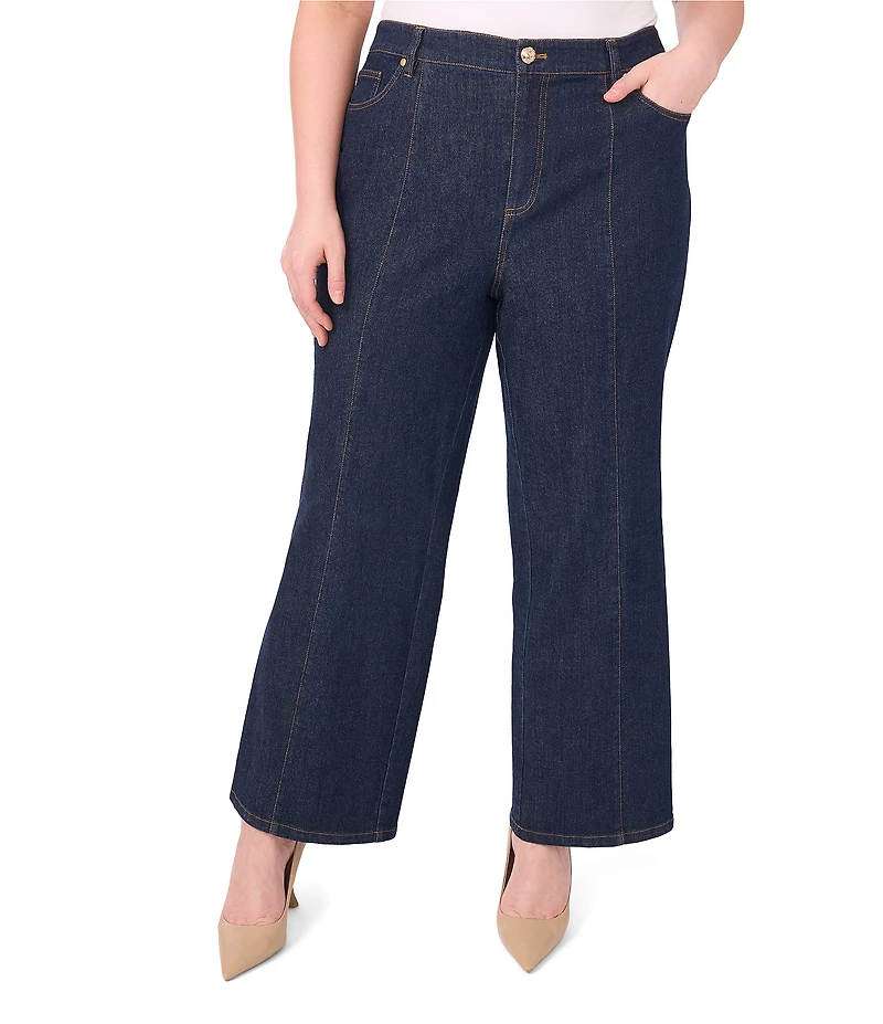 CeCe Plus Size High Waisted Front Seam Flare Leg Jeans