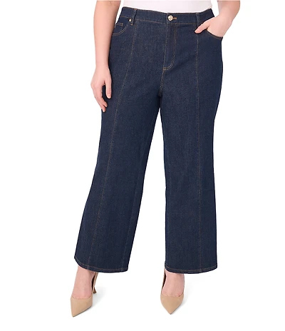 CeCe Plus Size High Waisted Front Seam Flare Leg Jeans