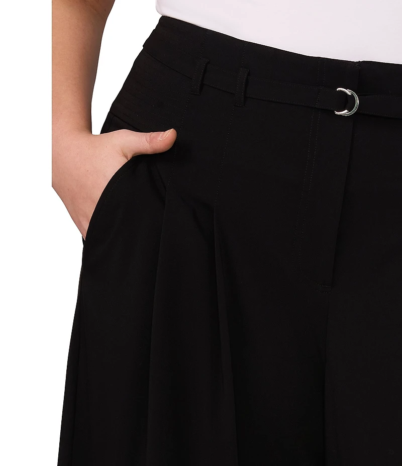 CeCe Plus Size High Waisted Wide Leg Belted Pants