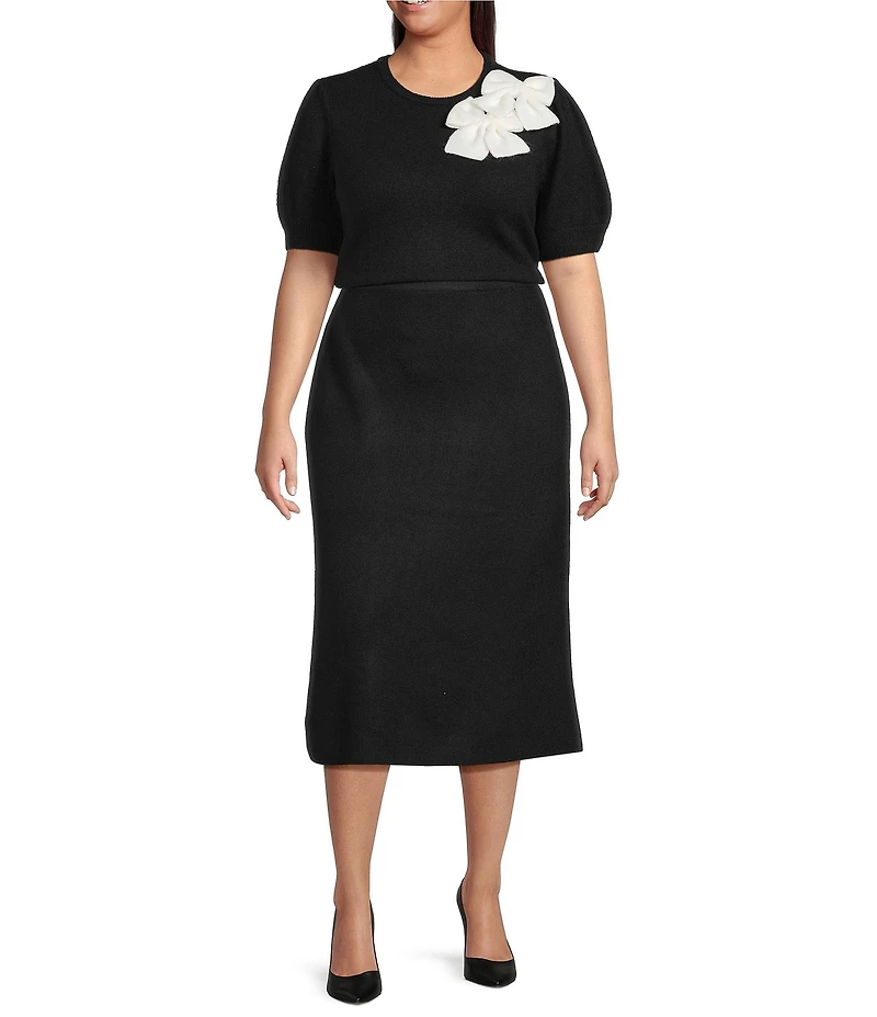 CeCe Plus Size Knit Midi Pencil Skirt
