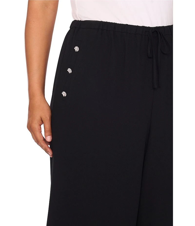 CeCe Plus Size Satin Wide Leg Drawstring Pants