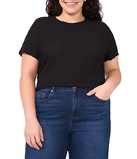 CeCe Plus Size Textured Knit Crew Neck Short Sleeve Tee