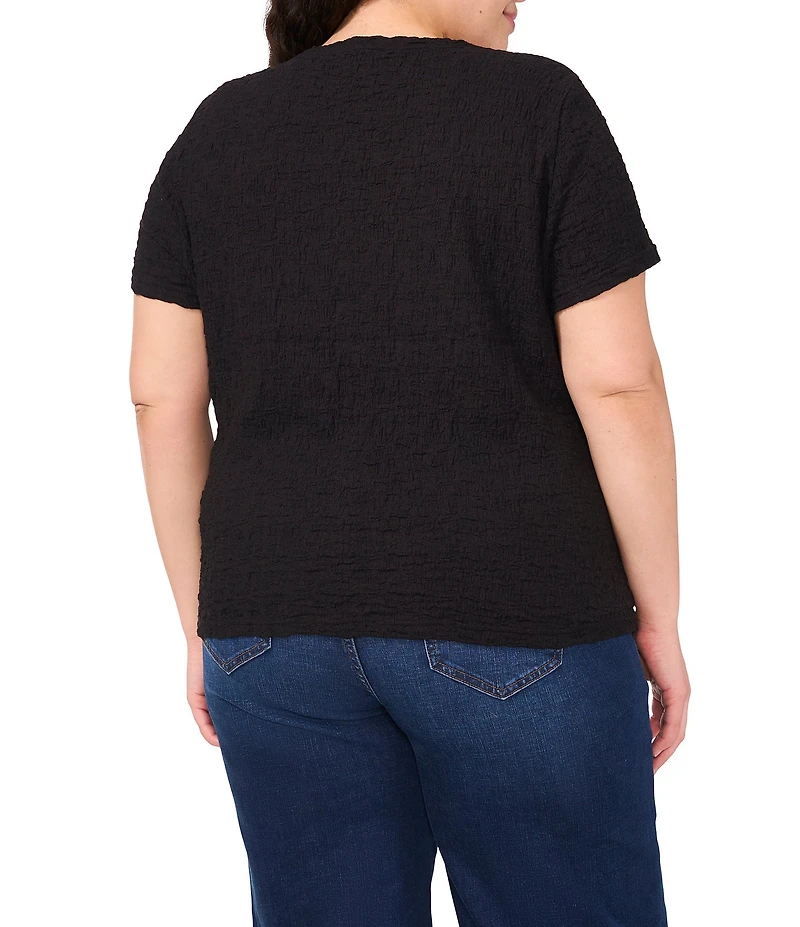 CeCe Plus Size Textured Knit Crew Neck Short Sleeve Tee