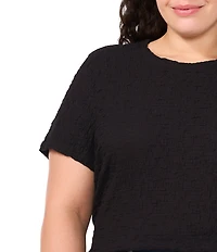 CeCe Plus Size Textured Knit Crew Neck Short Sleeve Tee