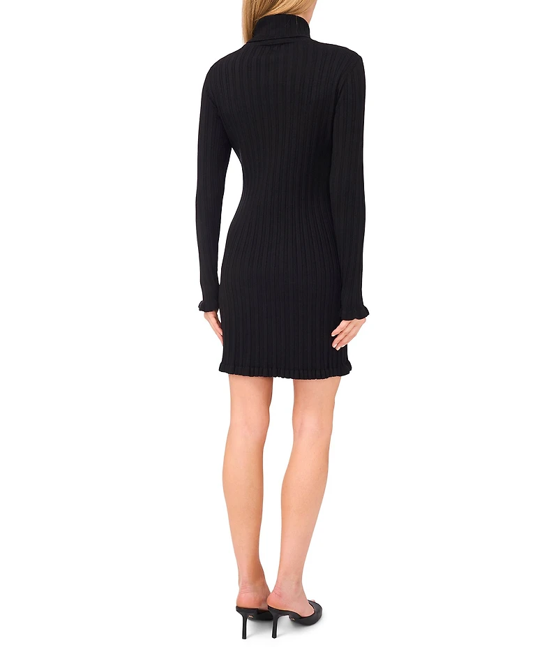 CeCe Ribbed Knit Turtle Neck Long Sleeve Sweater Dress