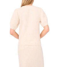 CeCe Round Neck Short Sleeve Bow Detail Coordinating Sweater