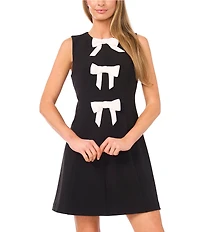 CeCe Round Neck Sleeveless 3D Bow Mini Shift Dress