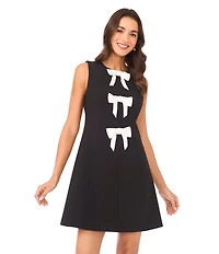 CeCe Round Neck Sleeveless 3D Bow Mini Shift Dress