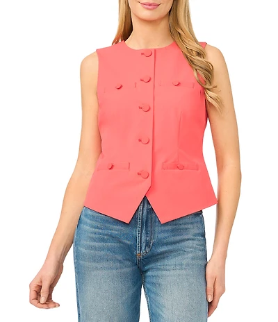 CeCe Round Neck Sleeveless Vest