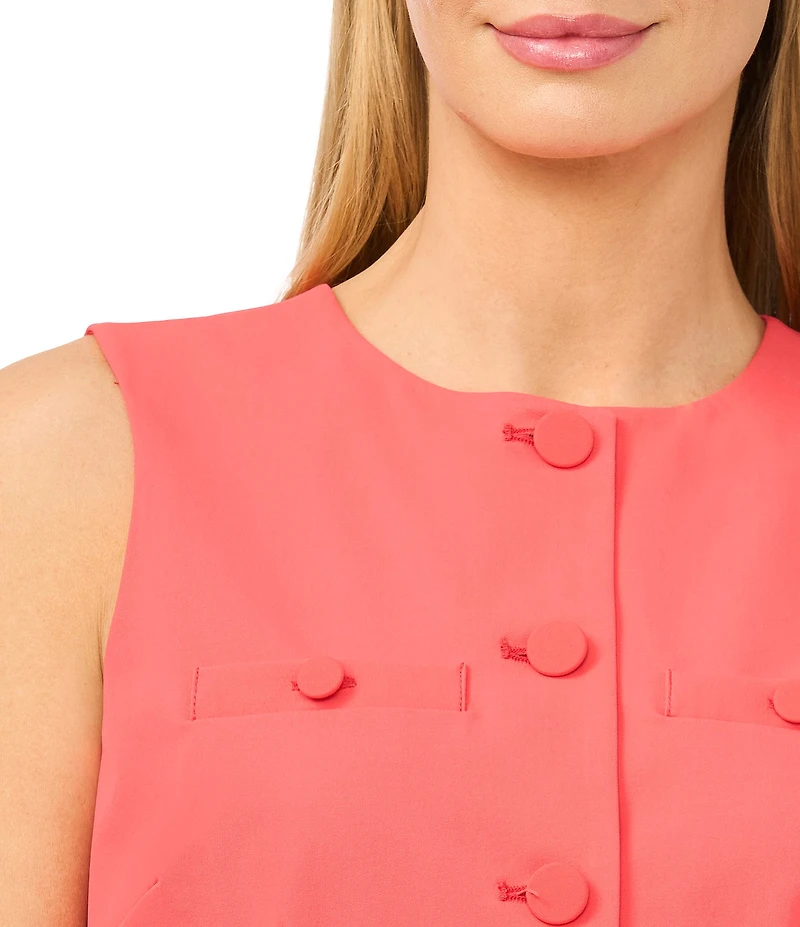 CeCe Round Neck Sleeveless Vest