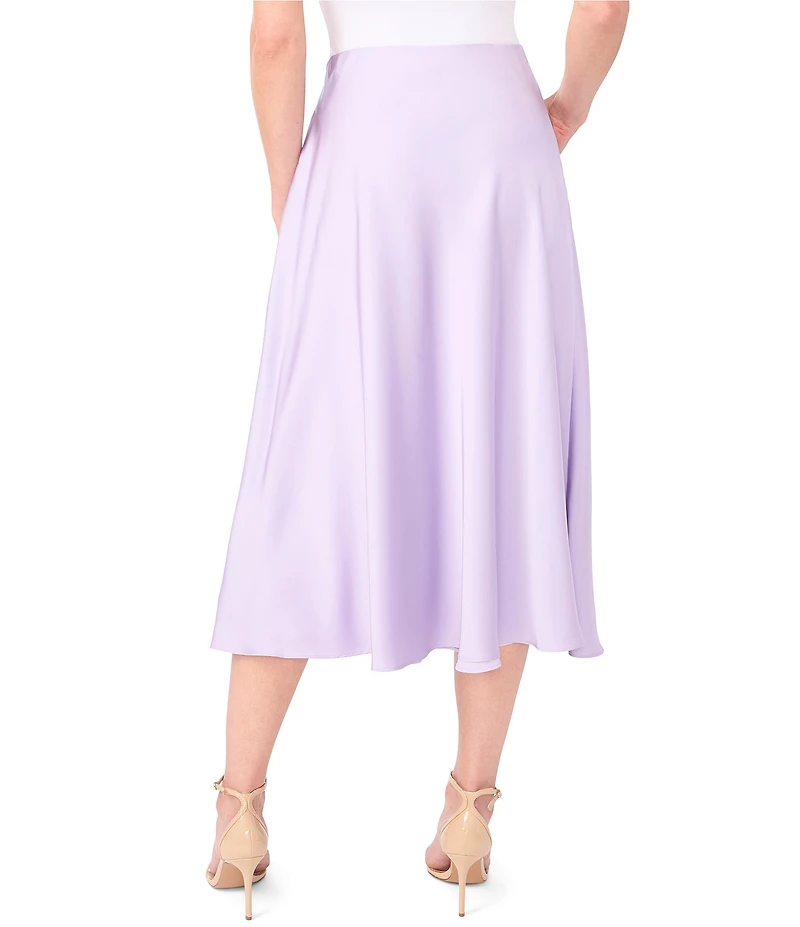 CeCe Satin High Rise Bias Cut A-Line Midi Skirt