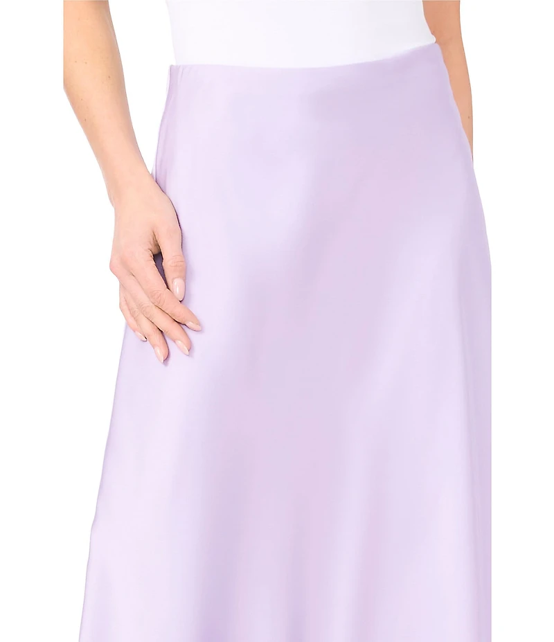 CeCe Satin High Rise Bias Cut A-Line Midi Skirt