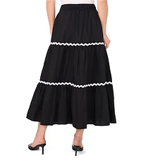 CeCe Scallop Trim Tiered Midi A-Line Skirt