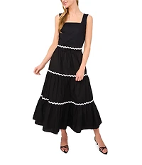 CeCe Scallop Trim Tiered Midi A-Line Skirt