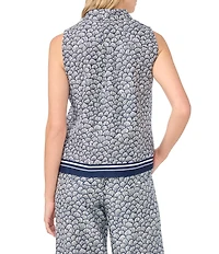 CeCe Shell Print Collar Neck Sleeveless Button Down Coordinating Top