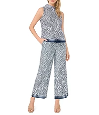 CeCe Shell Print Collar Neck Sleeveless Button Down Coordinating Top